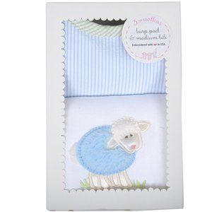 3 Marthas Burp Pad & Bib Gift Set, Blue Lamb - BRAND NEW